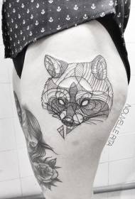 Coscia linea nera misteriosa volpe avatar tattoo pattern