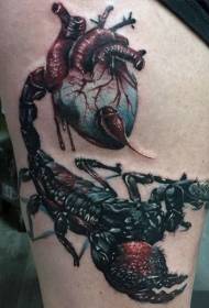 Stegno neverjetna realistična pisana črna škatla s srčnim vzorcem tatoo
