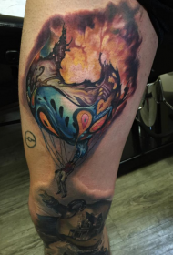 Modello di tatuaggio bellissimo palloncino bruciato colorato gambe