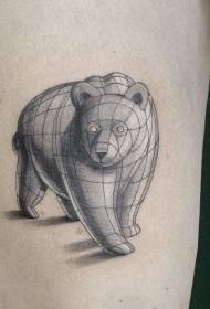 Gaya sketsa paha hitam geometris pola tato beruang besar