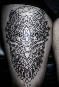 Dij ongelooflijke zwarte lijnen decoratieve vos tattoo-patroon