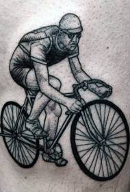Uzorak tetovaže bedara za bicikliste na crnoj boji