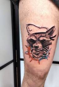 Pàtran tatù seòladair raccoon stoidhle dealbh cas