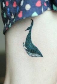 Padrão de tatuagem simples baleia negra na coxa