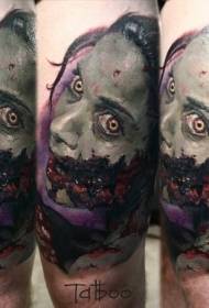 Tatuaggio di zombie insanguinati in stile horror di colore delle gambe