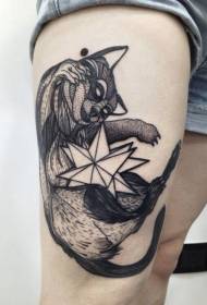 Гравирање бедра у црном узорку тетоваже звезда од ракуна