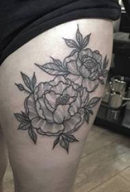 Literary flower tattoo girl thigh on black literary flower tattoo picture