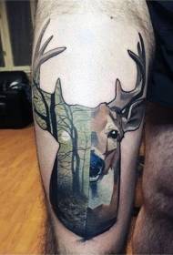 Буква половина елен половина шума шема на тетоважа