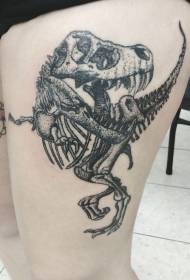 Бедро реалистично гравиране стил на динозавър скелет татуировка модел