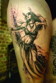 Modello di tatuaggio da donna tribale seducente nero coscia