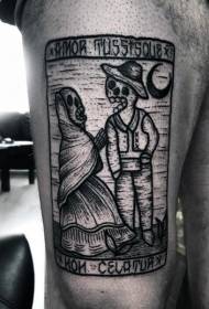 Phatrún tattoo cárta cloigeann dubh stíl Mheicsiceo Mheicsiceo