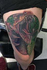 Patrón de tatuaje de dinosaurio de color muslo