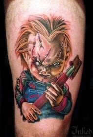 Evil movie madman doll tattoo pattern