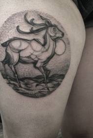 Stegna okrugli crni jelen i pustinja uzorak tetovaža