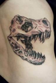 Tipul tatuaj craniu dinozaur negru stil gravură laterală
