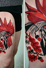Coscia, gallo europeo e americano, disegno del tatuaggio dipinto