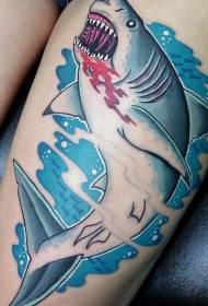 Noha karikatúra farebný krvavý žralok tetovanie vzor
