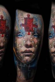 Moderna stilo pitoreska knabineto-portreto-tatuaje-ŝablono