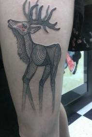 Linea di tatuaggi di cervi sulla coscia