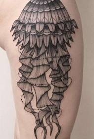 Hugot nga karaan nga eskuylahan itom nga grey linya nga sumbanan nga jellyfish tattoo