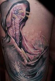 Злой реалистичный рисунок татуировки бегемота