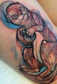 Leg color animal tattoo pattern