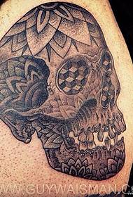 Thigh schoolskull vanilla paj dawb tattoo qauv