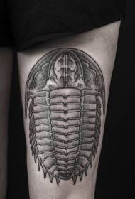 Modello di tatuaggio coscia insetto grigio nero