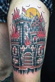 Thigh chekare chikoro vintage yakajeka castle castle fire tattoo