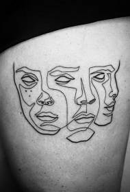 Šlaunies paprastos juodos linijos įvairūs veido tatuiruočių modeliai