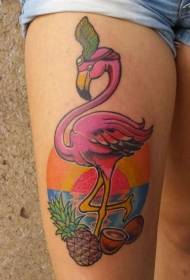 Isikebhe esidala sezikole ezahlukahlukene zezithelo kanye nemiklamo ye-flamingo tattoo