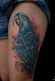 Lår sexig skola papegoja stänk bläck tatuering mönster