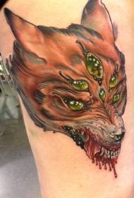 Μυστηριώδες κακό τέρας έξι-eyed μοτίβο τατουάζ αλεπού