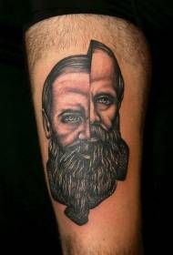 Patrún tattoo portráid thigh dubh gearrtha