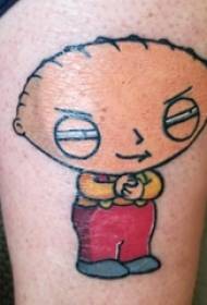 Coscia della ragazza del tatuaggio del fumetto sull'immagine dipinta del tatuaggio del fumetto