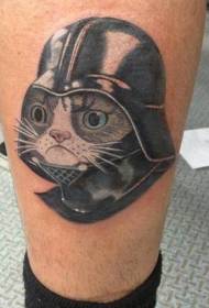 Schacht grappig gewelddadige kat en helm tattoo patroon