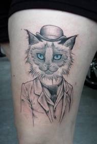 Бедро мультяшный джентльмен кошка окраска тату