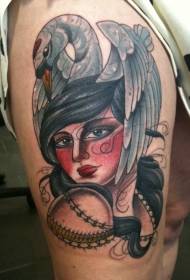 Comb hattyú és cigány lány tetoválás minta