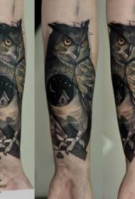 Modello di tatuaggio colorato grande gufo stile braccio schizzo