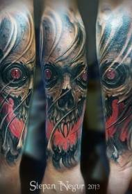 Newlọ akwụkwọ ọta akara ọhụrụ agba agba mmụọ skull tattoo