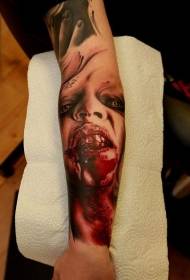Arm Horror Film Faarf bluddege Monster Portrait Tattoo