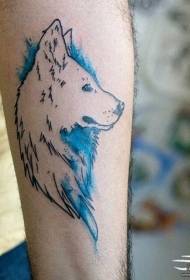 Little lobo avatar splash tinta asul na pattern ng tattoo