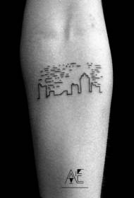 بازو سیاہ سادہ شہری زمین کی تزئین کی ٹیٹو پیٹرن