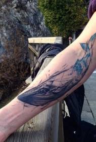 Arm sketch style colorful whale tattoo pattern