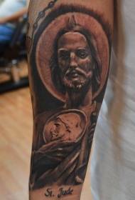 腕の偉大なリアリズム宗教聖人の肖像画のタトゥー