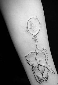 Lengan kecil kartun mencetak kecil corak tatu gajah segar kecil