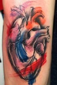 Смешна акварел стил смешна слика за човечко срце тетоважа