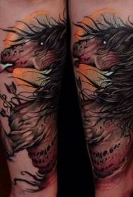 Braccio moderno stile tradizionale cavallo colorato modello tatuaggio