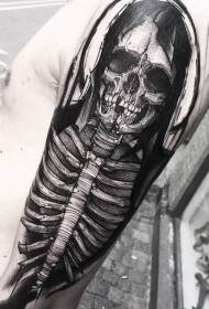 Model de tatuaj cu schelet uman realist alb-negru