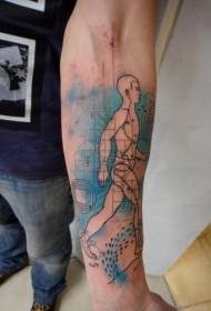 Arm wetenskap kleur digitale liggaam tattoo patroon